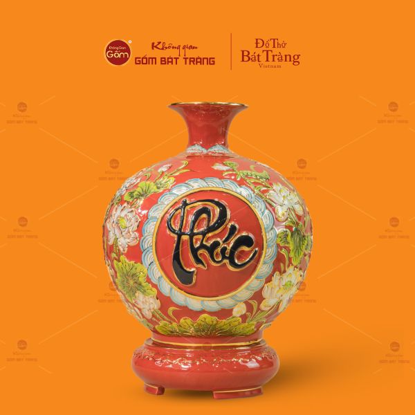 Quả Hút Lộc Men Đỏ Vẽ Vàng Phúc Lộc Thọ