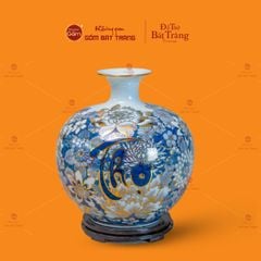 Quả Hút Lộc Men Lam Vẽ Vàng Phúc Lộc Thọ
