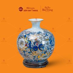 Quả Hút Lộc Men Lam Vẽ Vàng Phúc Lộc Thọ
