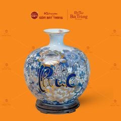 Quả Hút Lộc Men Lam Vẽ Vàng Phúc Lộc Thọ
