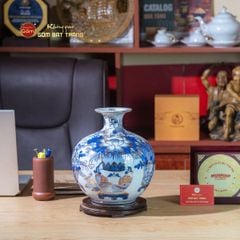 Quả Hút Lộc Men Trắng Vẽ Vàng Hoa Sen Nở