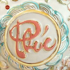 Quả Hút Lộc Men Rạn Trắng Vẽ Vàng Phúc Lộc Thọ