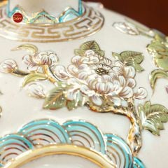 Quả Hút Lộc Men Rạn Trắng Vẽ Vàng Phúc Lộc Thọ