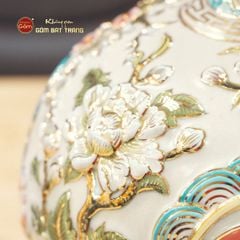 Quả Hút Lộc Men Rạn Trắng Vẽ Vàng Phúc Lộc Thọ