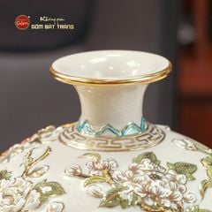 Quả Hút Lộc Men Rạn Trắng Vẽ Vàng Phúc Lộc Thọ