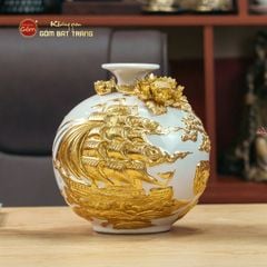 Quả Hút Lộc Men Trắng Dát Vàng Thuận Buồm Xuôi Gió