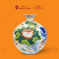 Quả Hút Lộc Men Trắng Vẽ Cá Chép Hoa Sen
