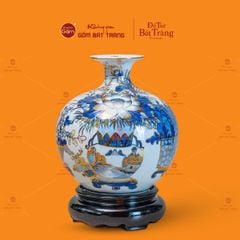 Quả Hút Lộc Men Trắng Vẽ Vàng Hoa Sen Nở