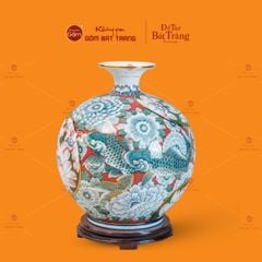 Quả Hút Lộc Men Trắng Vẽ Vàng Liên Ngư Cát Tường