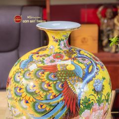 Quả Hút Lộc Men Vàng Vẽ Vàng Chim Công Hoa Mẫu Đơn