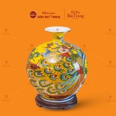 Quả Hút Lộc Men Vàng Vẽ Vàng Chim Công Hoa Mẫu Đơn
