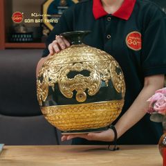 Quả Hút Lộc Men Xanh Dát Vàng Ngũ Phúc Lâm Môn