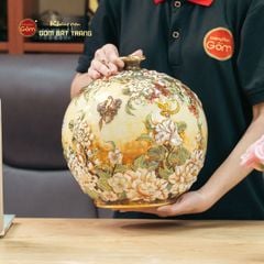 Quả Hút Lộc Cổ Nhỏ Đắp Nổi Vẽ Vàng Ngàn Hoa