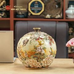 Quả Hút Lộc Cổ Nhỏ Đắp Nổi Vẽ Vàng Ngàn Hoa