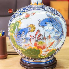 Quả Hút Lộc Vẽ Vàng Nhị Cảnh Cá Chép Thuận Buồm