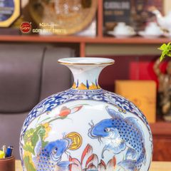 Quả Hút Lộc Vẽ Vàng Nhị Cảnh Cá Chép Thuận Buồm