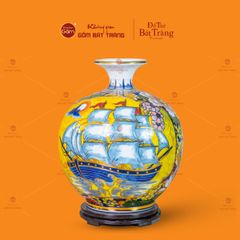 Quả Hút Lộc Nhị Cảnh Vẽ Vàng Thuận Buồm Chim Công Hoa Mẫu Đơn
