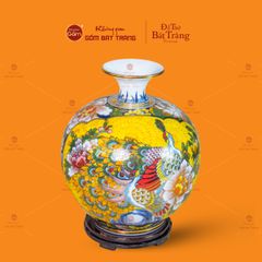 Quả Hút Lộc Nhị Cảnh Vẽ Vàng Thuận Buồm Chim Công Hoa Mẫu Đơn