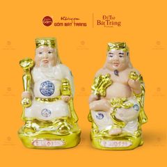 Bộ Tượng Thần Tài Thổ Địa Men Rạn Dát Vàng