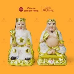 Bộ Tượng Thần Tài Thổ Địa Men Rạn Dát Vàng