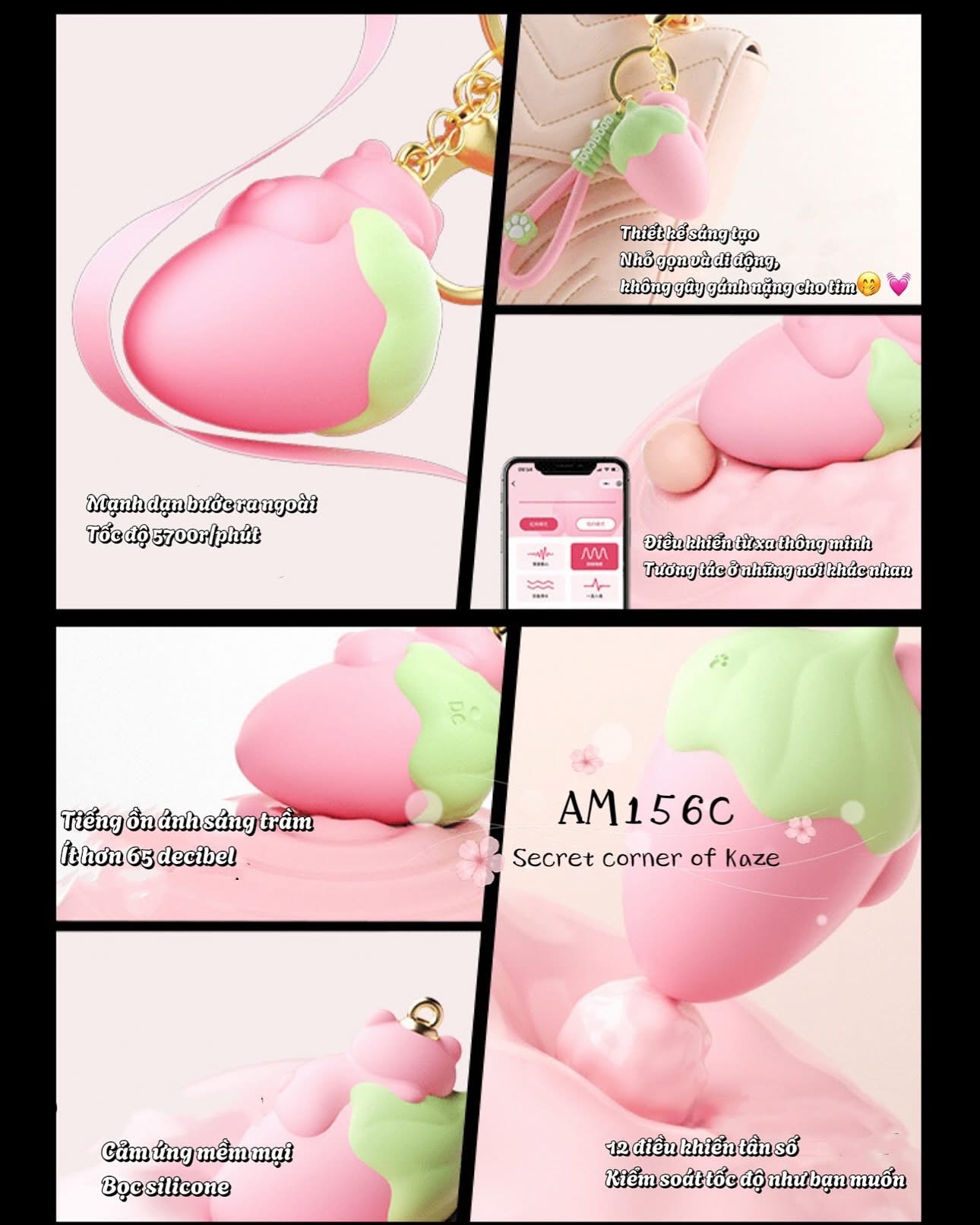 Móc khóa gấu dâu sextoy AM156c