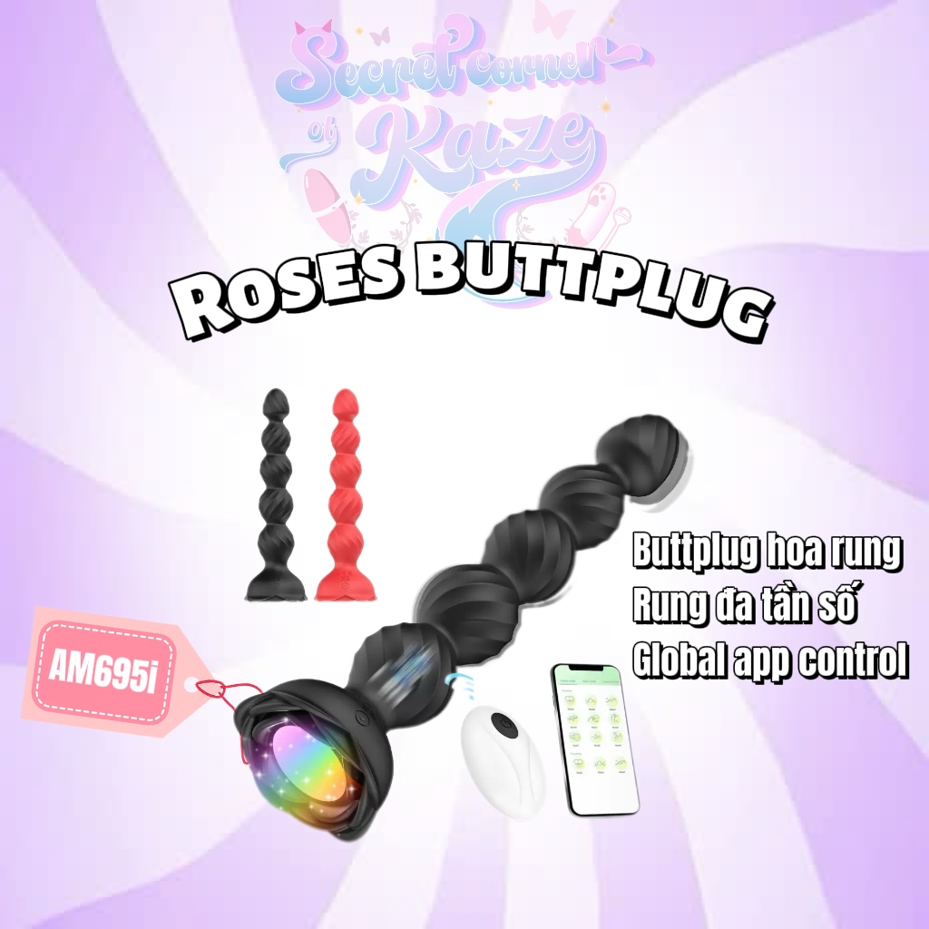 Buttplug hoa hồng rung AM695i