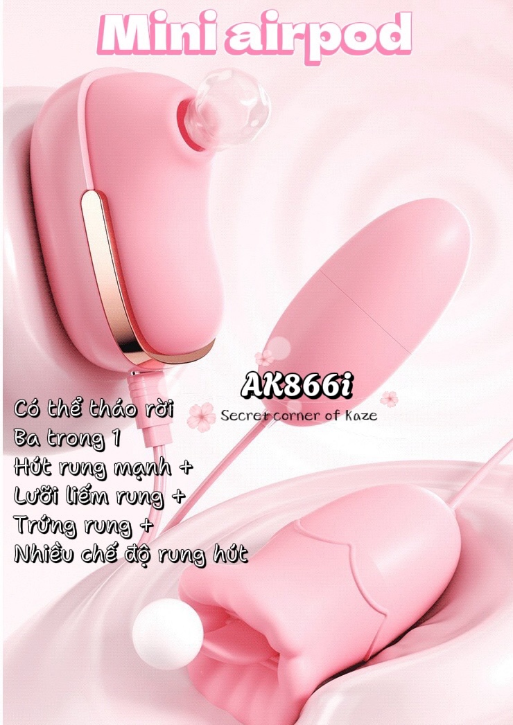 Mini airpod sextoy rung hút nhiều đầu AK866i