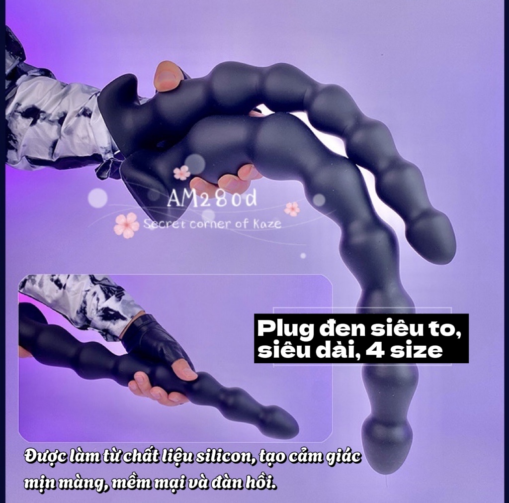 Buttplug sextoy đen dài siêu to AM280d