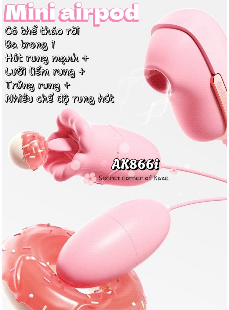 Mini airpod sextoy rung hút nhiều đầu AK866i