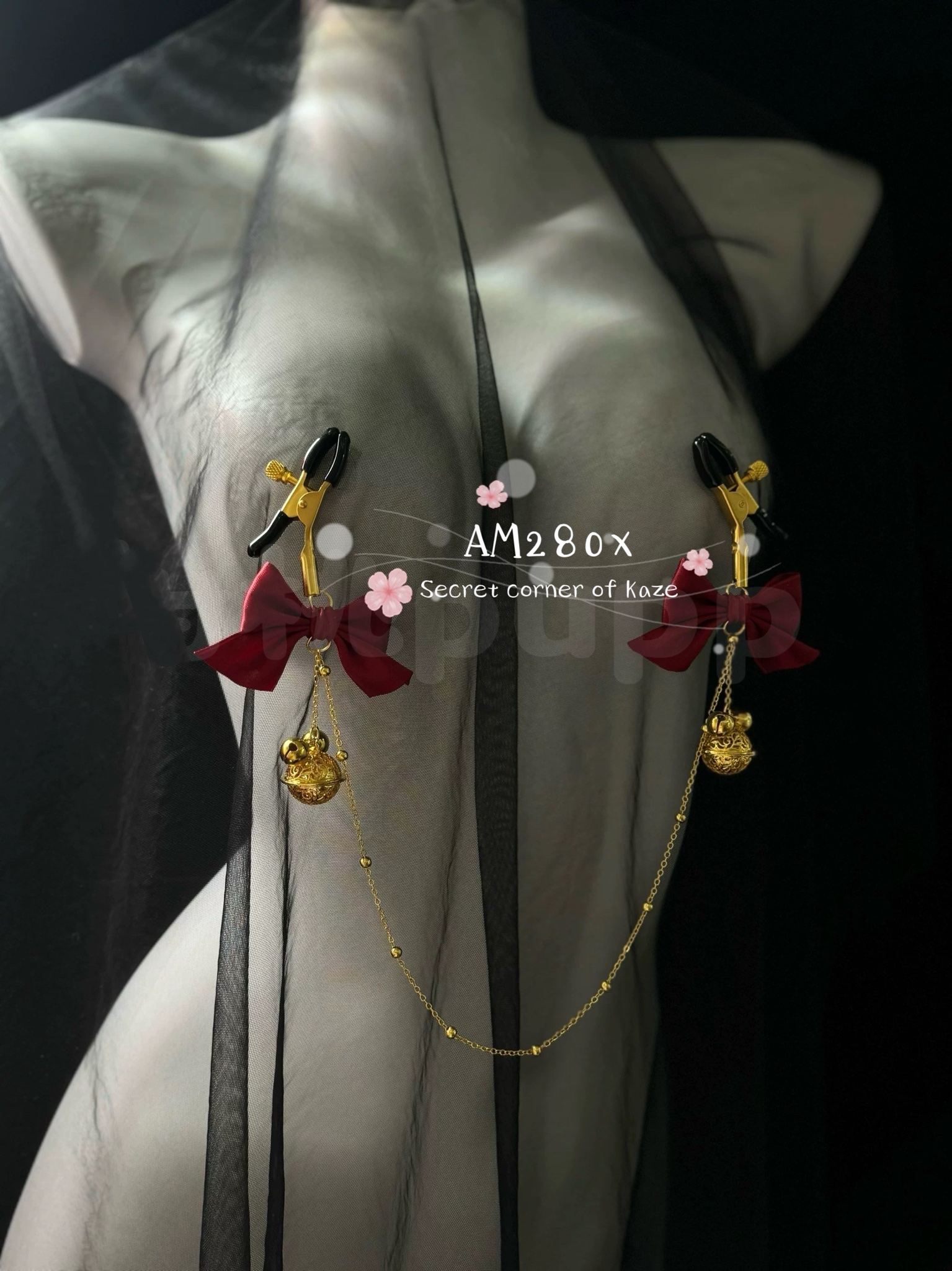 Set kẹp núm, đuôi choker dây dắt BDSM cosplay hồ ly AM280x