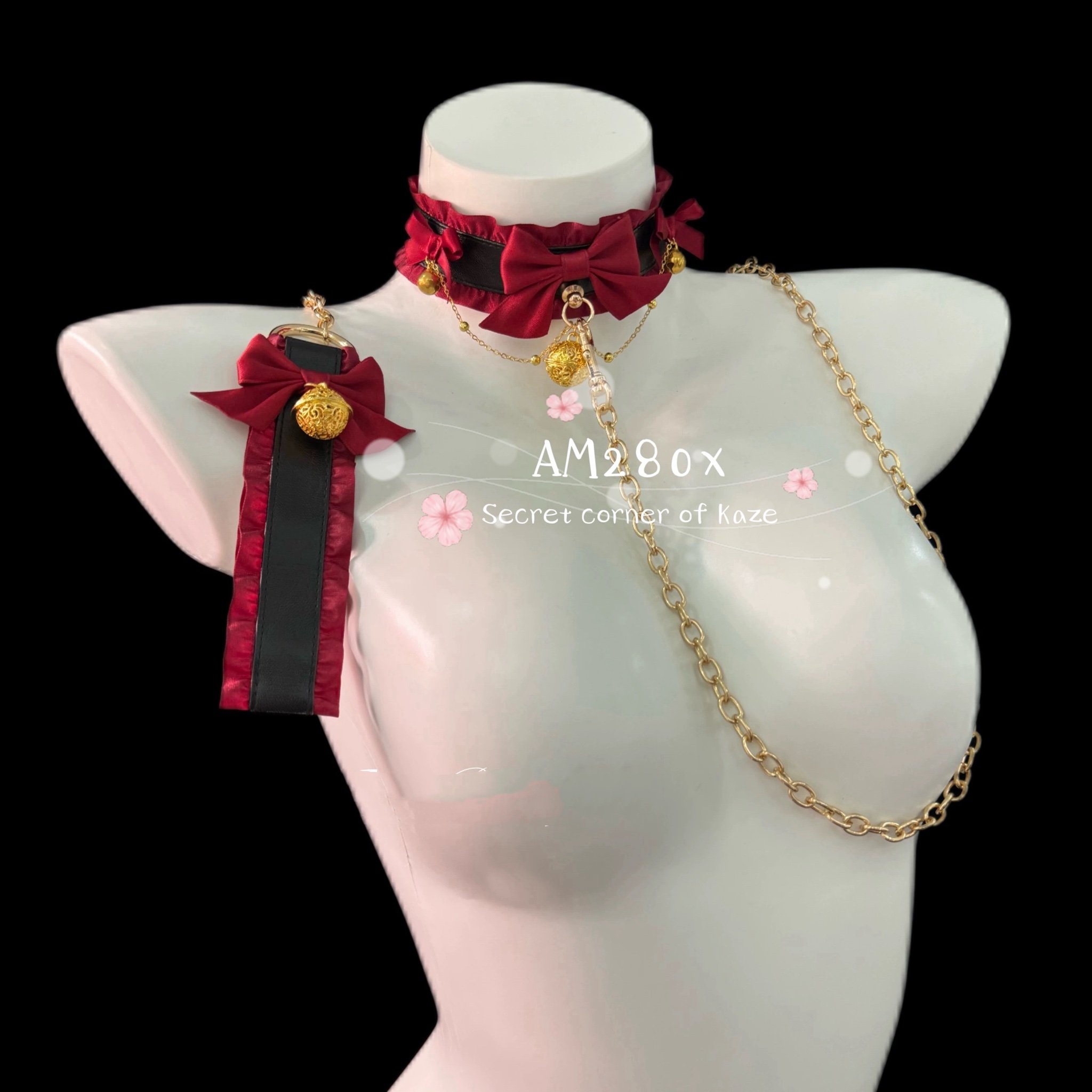 Set kẹp núm, đuôi choker dây dắt BDSM cosplay hồ ly AM280x