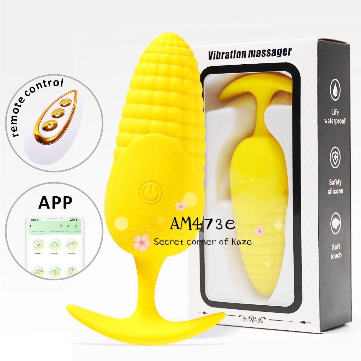 Corn buttplug vibrator bắp sextoy rung AM473e