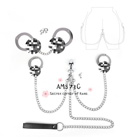 Còng tay + plug + dây cổ bdsm AM371G
