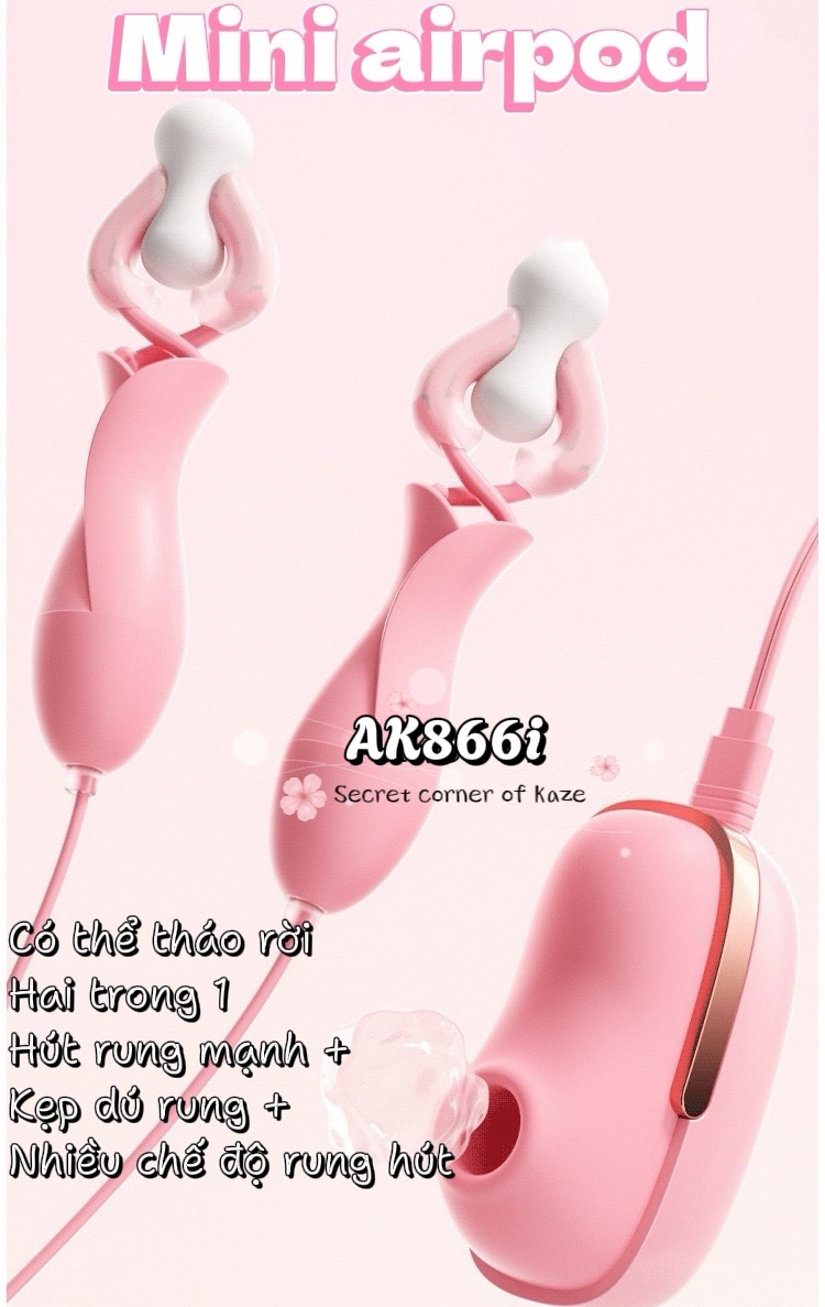 Mini airpod sextoy rung hút nhiều đầu AK866i