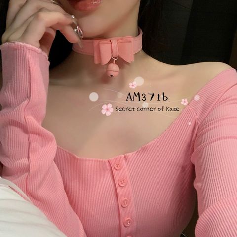 Pink ribbon choker AM371b