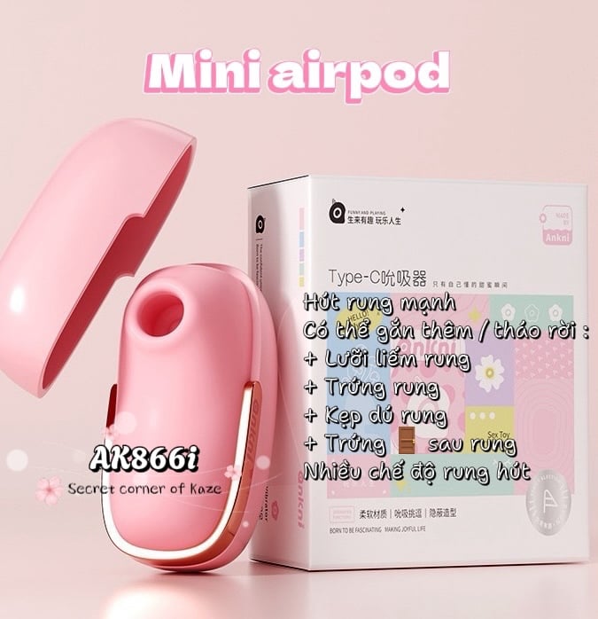 Mini airpod sextoy rung hút nhiều đầu AK866i