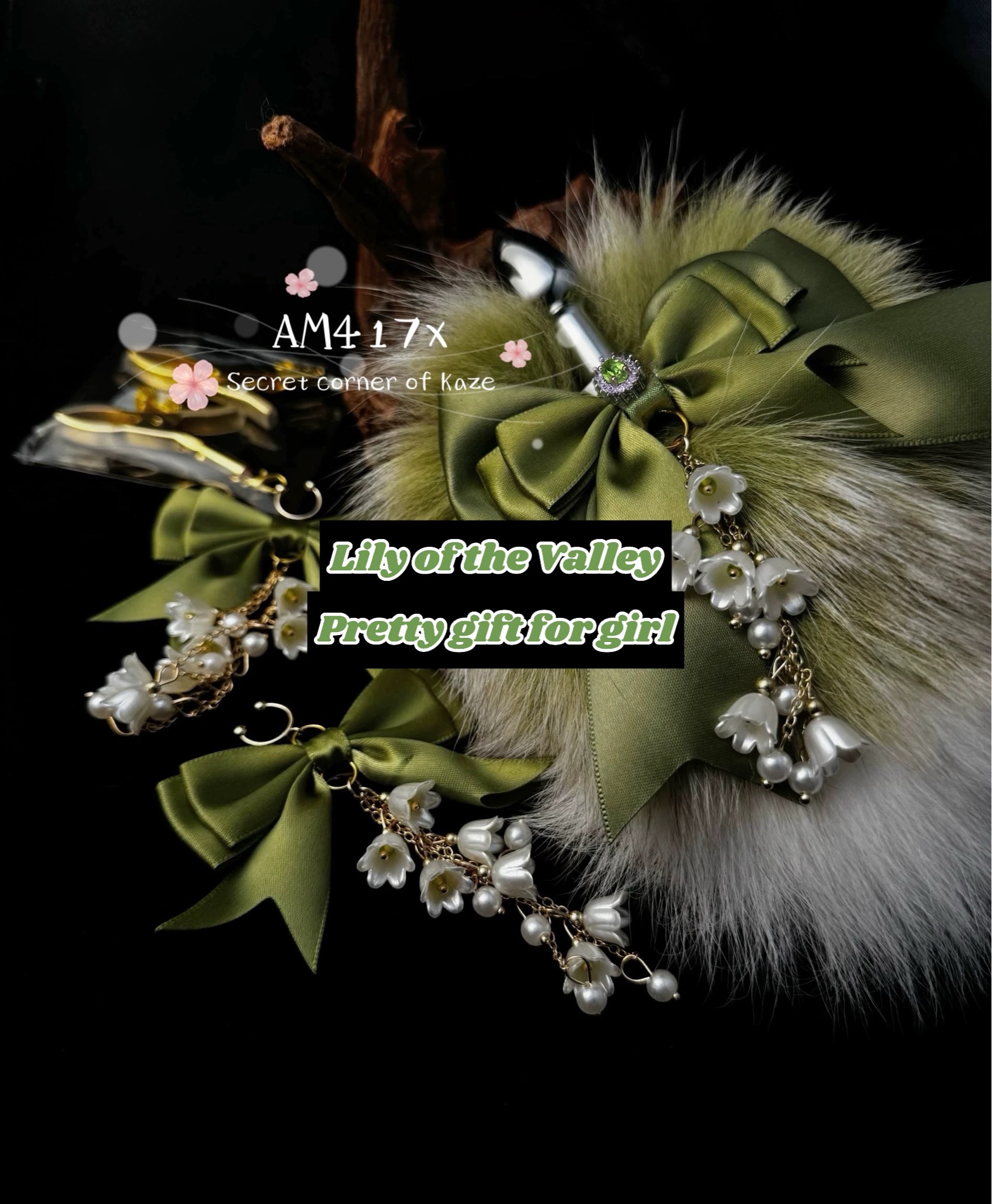 Lily of the valley buttplug + kẹp ti hoa AM417x