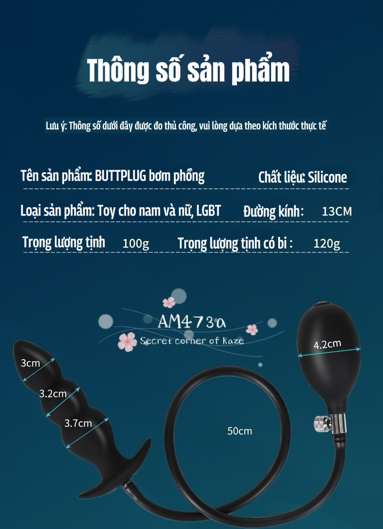 Bơm buttplug giãn nở AM473a