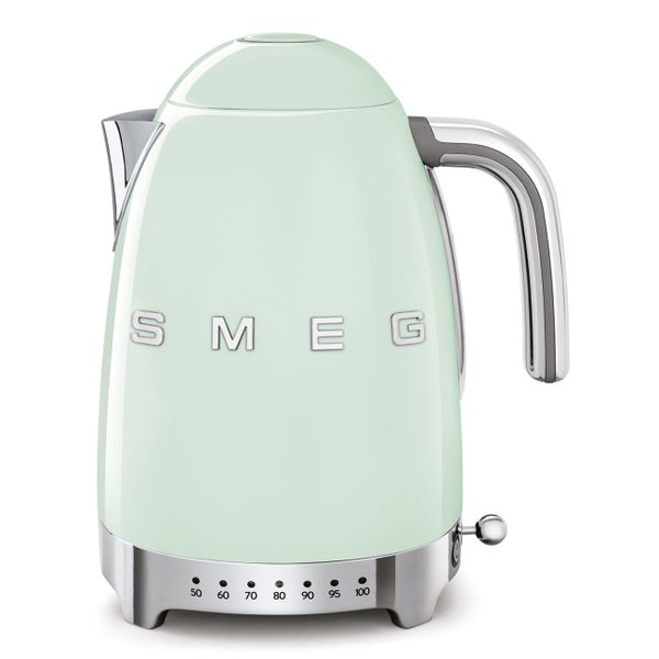 Ấm đun siêu tốc có nhiệt độ hiệu Smeg model KLF04PGEU màu xanh mint - Ấm đun nước siêu tốc có nhiệt độ Smeg 50's Retro Style - Tính năng nổi bậtMở nắp mềm mại (Elegant Soft Opening): Nắp ấm mở nhẹ nhàng khi 