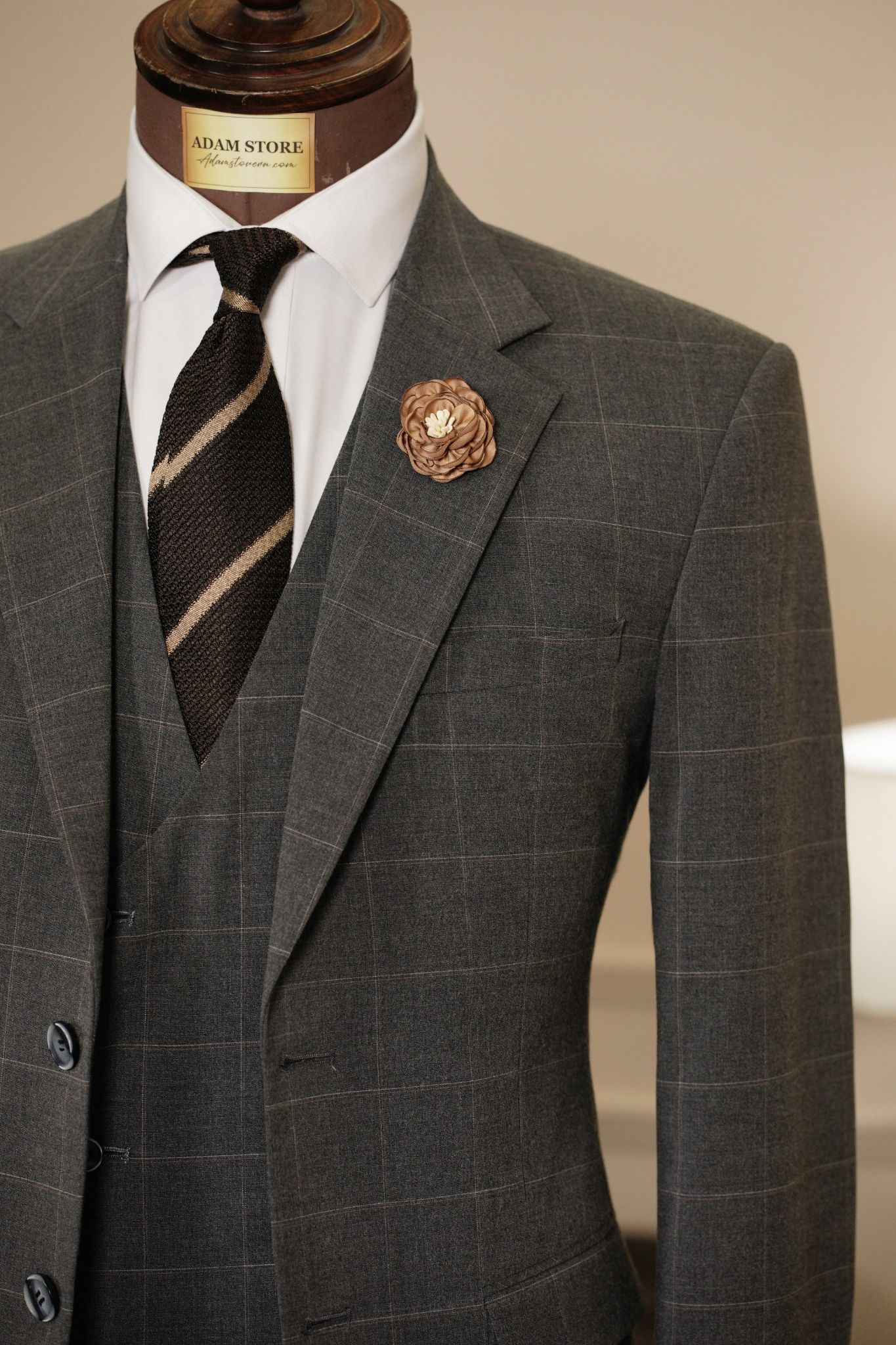 Áo Vest Adam Ghi Kẻ Ô Trắng - Avlh70