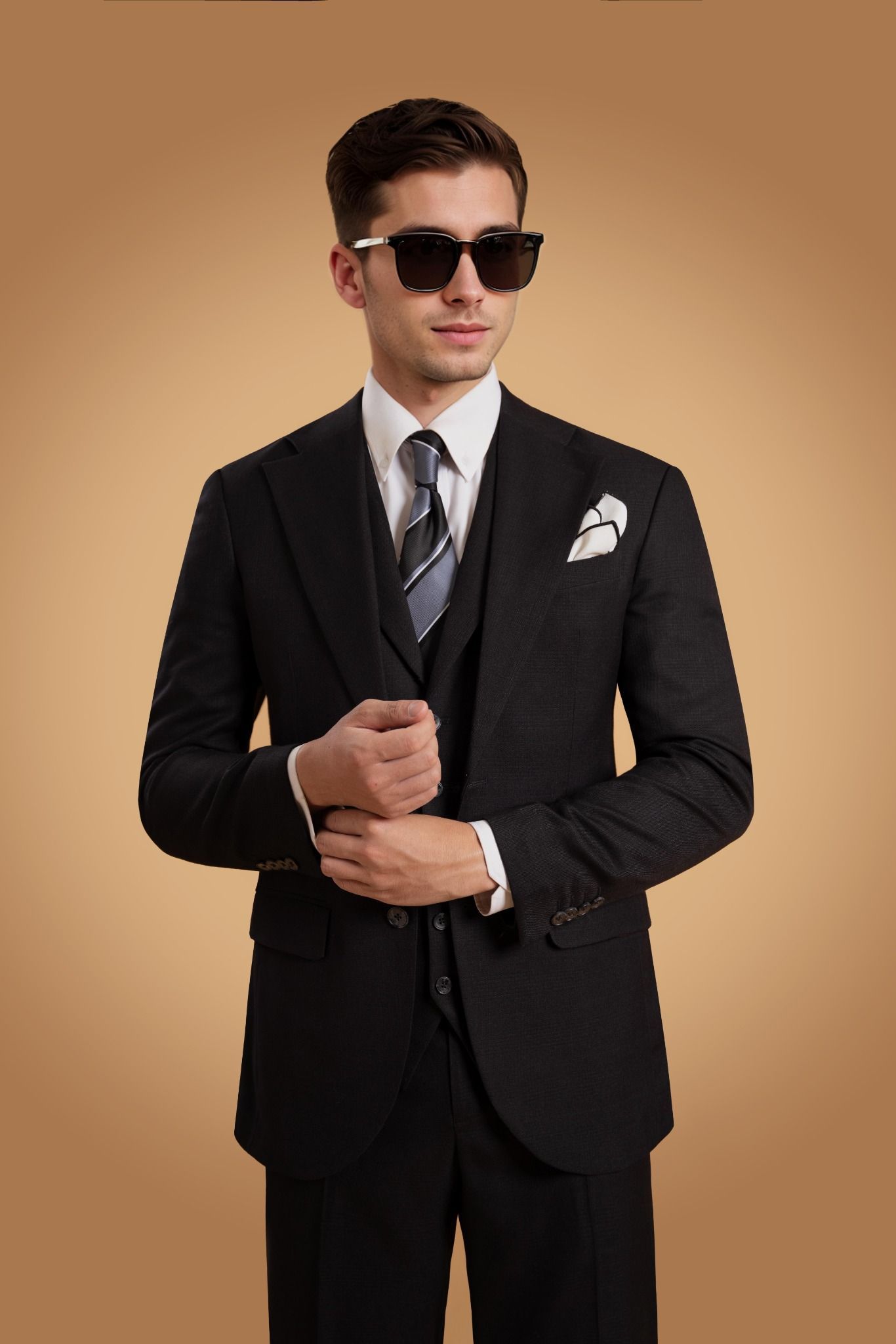 Áo vest đen kẻ - AV348