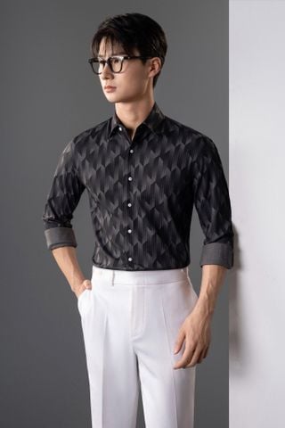 Sơ mi đen ghi họa tiết - SMC167