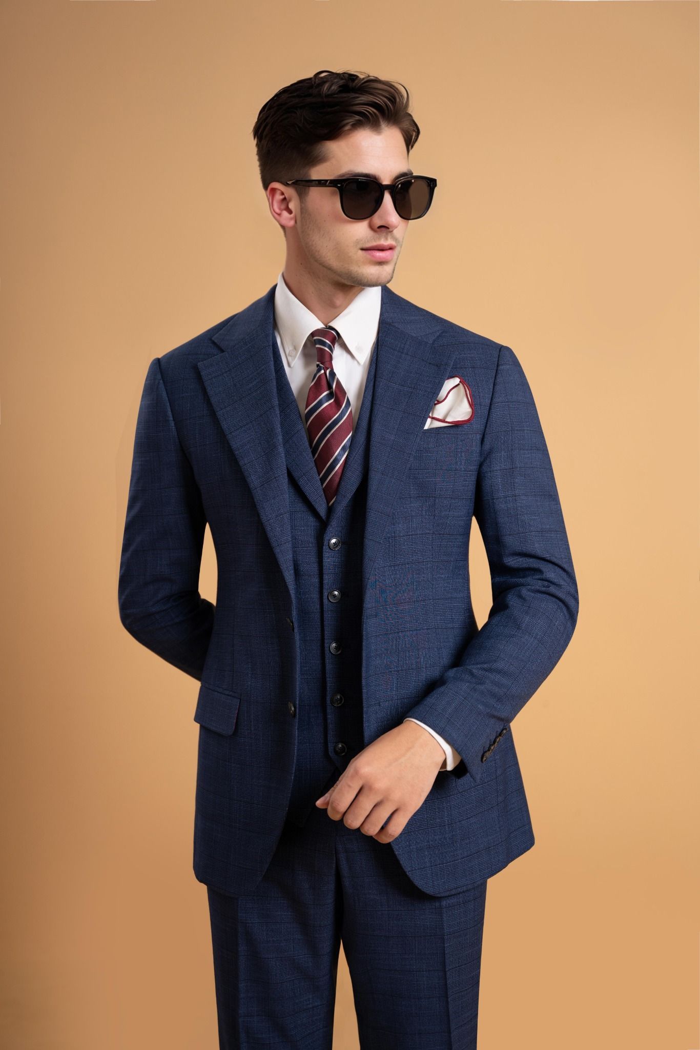 Áo vest xanh kẻ đen - AV350