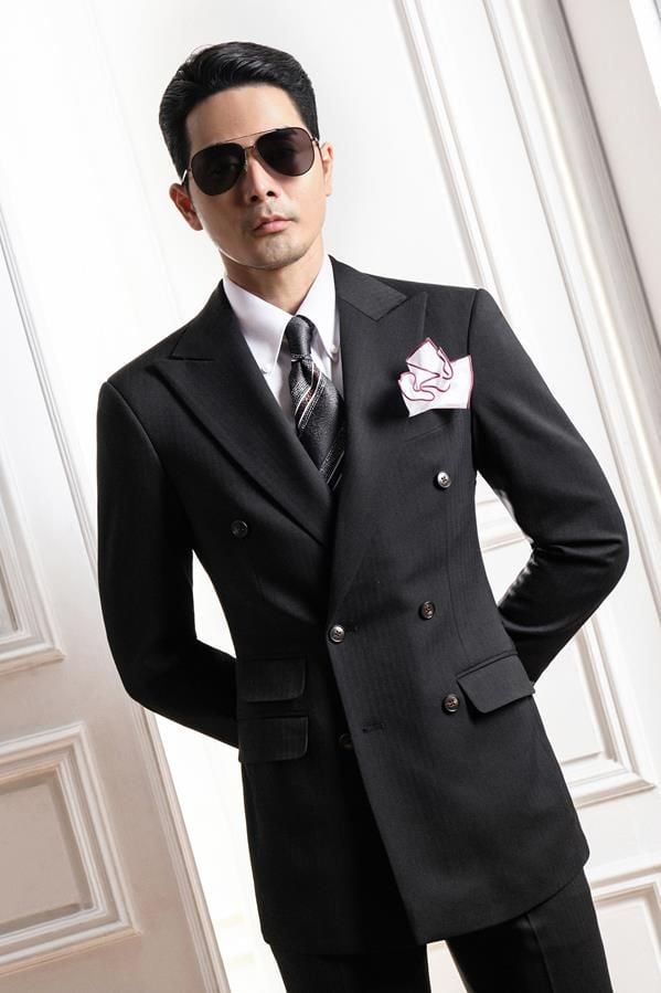 Áo Vest Adam Đen 2 Hàng Khuy Họa Tiết Herringbone - Av332CQ