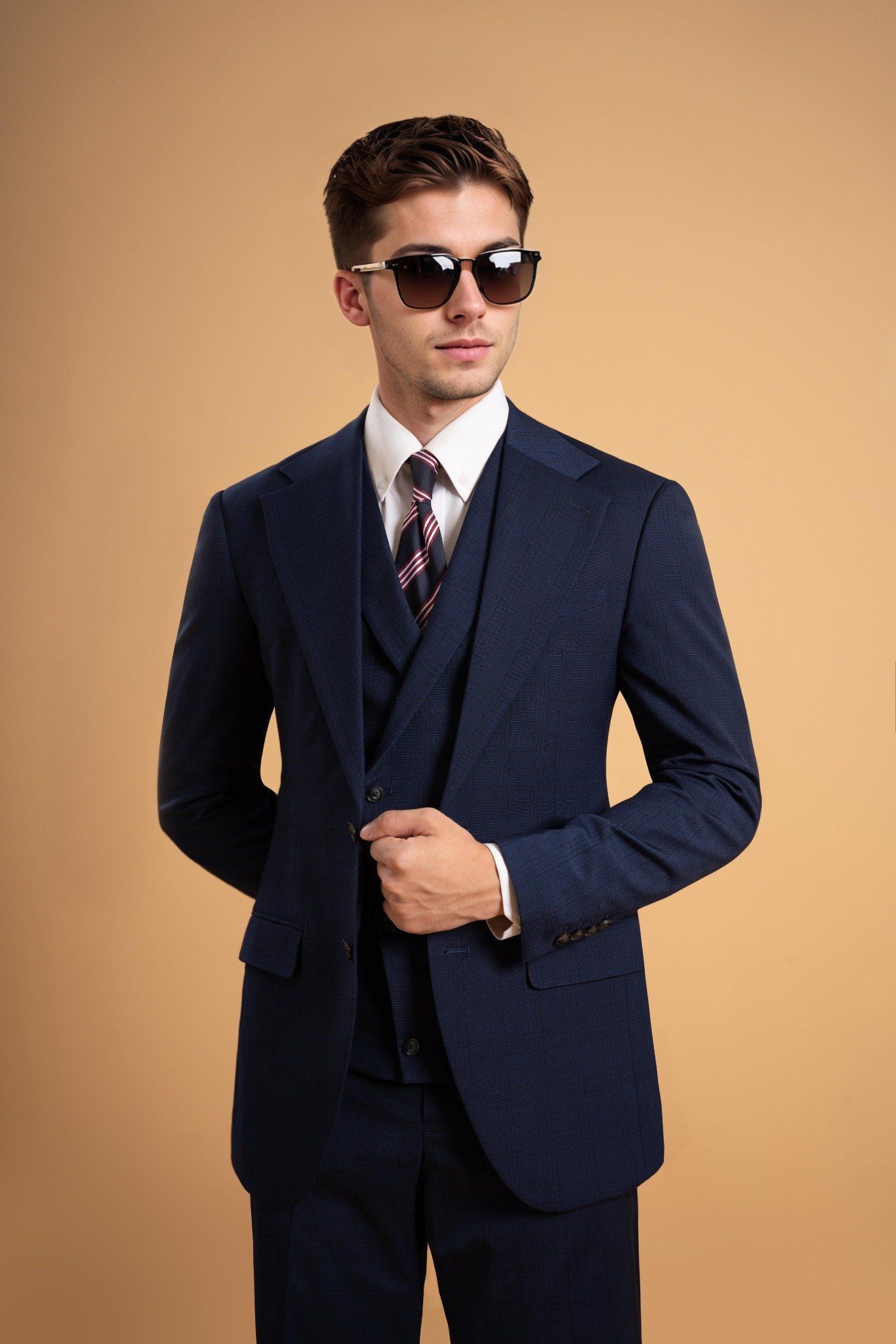 Áo vest xanh kẻ đen - AV346