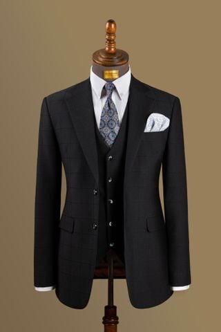 Áo Vest Adam Đen Kẻ Ô Chìm - Av252