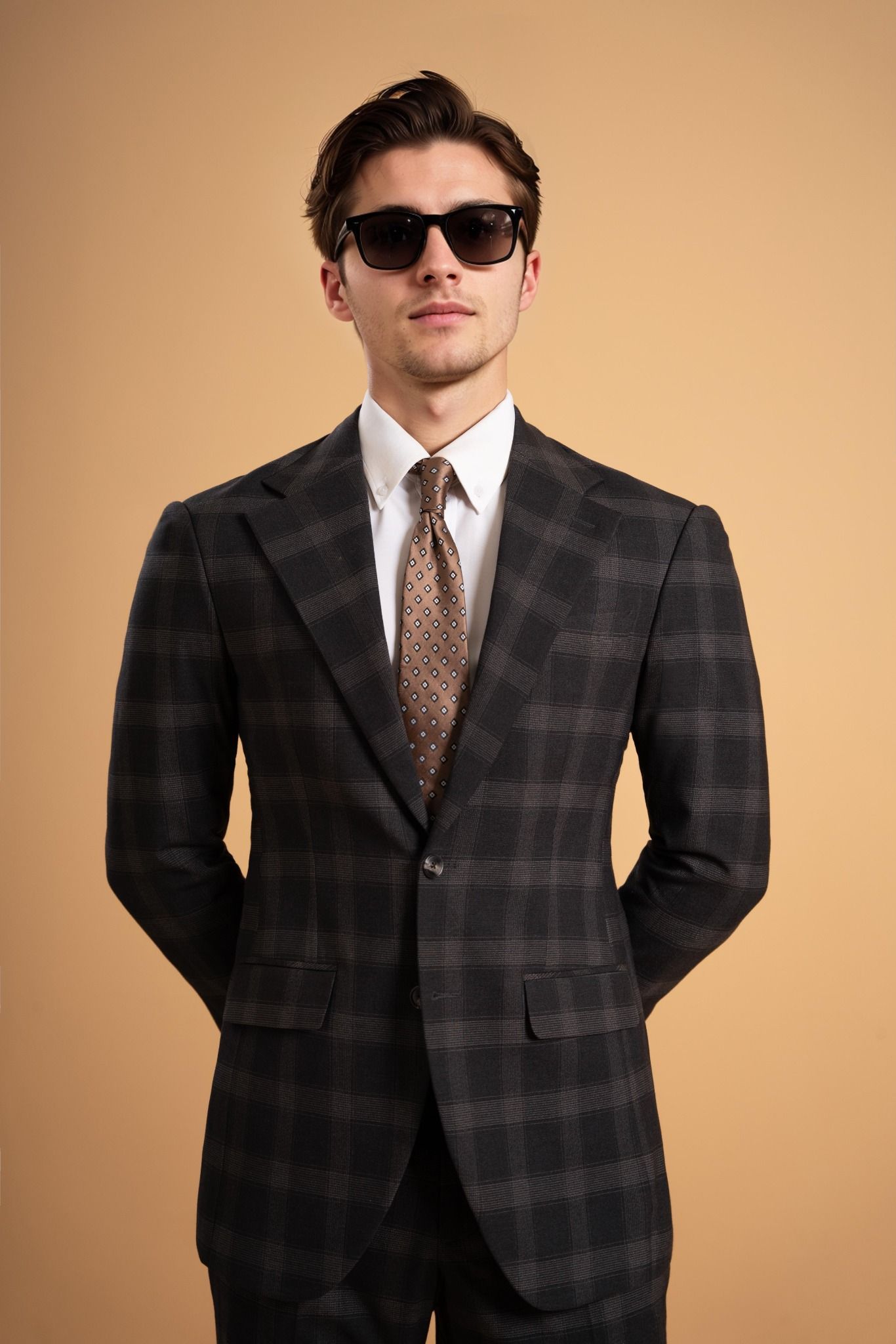Áo vest đen kẻ ghi - AV351