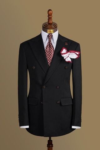 Áo Vest Adam Đen 2 Hàng Khuy Họa Tiết Herringbone - Av332CQ