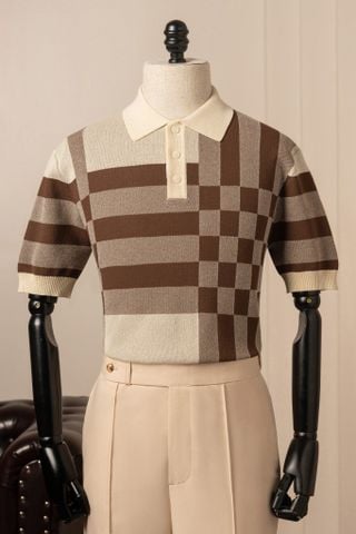 Áo mongtoghi họa tiết nâu kẻ ô - AP198