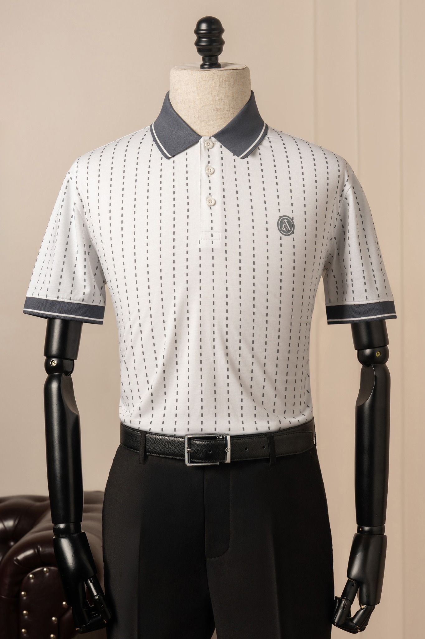 Áo polo trắng chấm sọc - AP199T